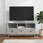 vidaXL Meuble TV Gris béton 102 x 34 5 x 50 cm Bois d'ingénierie