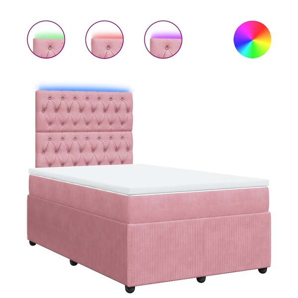 vidaXL Sommier à lattes de lit avec matelas Rose 120x200 cm Velours