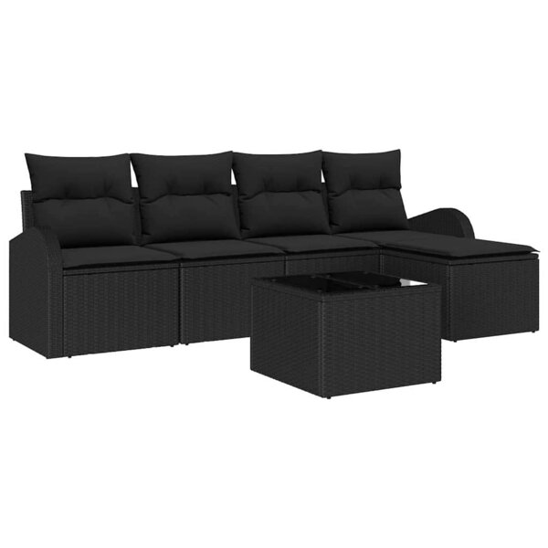 vidaXL Ensemble de Canapés avec coussin 6 Pièces Noir polyrotin