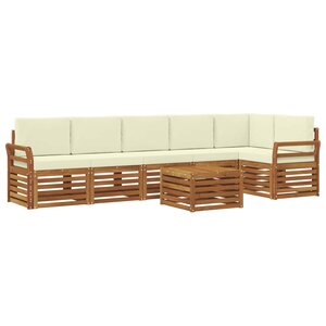 vidaXL Ensemble de canapés d'extérieur 7 pc Naturel et Crème Polyester