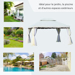 Tonnelle barnum pavillon de jardin style colonial double toit toile moustiquaires et toiles amovibles 3 9L x 2 9l x 2 8H m crème