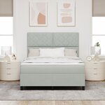 Lit à ressorts vidaXL avec matelas et LED Gris clair 140x200 cm Velours