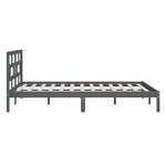 vidaXL Cadre de lit Gris 150x200 cm Très grand Bois massif