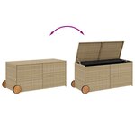vidaXL Boîte de rangement de jardin et roues mélange beige 283L rotin