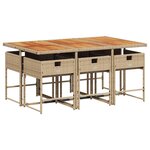 vidaXL Ensemble à manger de jardin et coussins 7 Pièces beige poly rotin