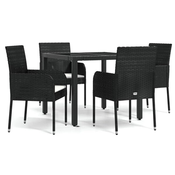 vidaXL Ensemble à manger de jardin coussins 5Pièces Noir Résine tressée