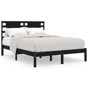 vidaXL Cadre de lit sans matelas noir 140x190 cm bois de pin massif