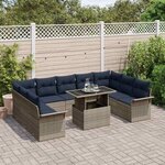 vidaXL Ensemble de canapé de jardin 10 Pièces Gris Poly rotin