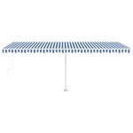 vidaXL Auvent automatique capteur de vent/LED 600x300 cm Bleu et blanc