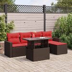 vidaXL Salon de jardin avec coussins 6Pièces marron résine tressée acacia