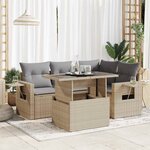 vidaXL Salon de jardin avec coussins 5 Pièces beige résine tressée