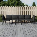 vidaXL Salon de jardin 7 Pièces avec coussins gris bambou acier