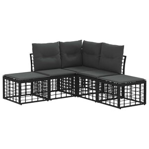 vidaXL Ensemble de canapés d'extérieur Noir Polyester
