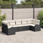 vidaXL Ensemble de canapé de jardin 7 Pièces Noir et blanc Poly rotin