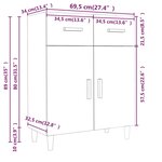 vidaXL Buffet gris béton 69 5x34x89 cm bois d'ingénierie