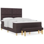 vidaXL Lit à ressorts avec matelas et banc brun foncé 140x190 cm en tissu
