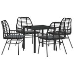 vidaXL Ensemble de salle à manger pour jardin 5 Pièces Noir polyrotin