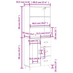 vidaXL Buffet haut Gris béton 69 5x34x180 cm Bois d'ingénierie
