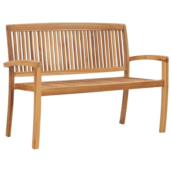 vidaXL Banc 2 places empilable de jardin 128 5 cm Bois de teck solide