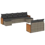 vidaXL Salon de jardin 9 Pièces avec coussins gris résine tressée