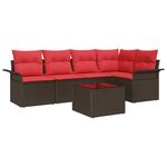 vidaXL Ensemble de canapé de jardin 6 Pièces Marron Poly rotin