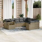 vidaXL Salon de jardin avec coussins 10 Pièces beige résine tressée