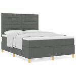 vidaXL Lit à ressorts avec matelas gris foncé 160x200 cm tissu