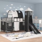 vidaXL Lit mezzanine pour enfants Noir 79 5 x 200 cm Métал