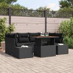 vidaXL Ensemble de salle à manger pour jardin 7 Pièces Noir  Marron