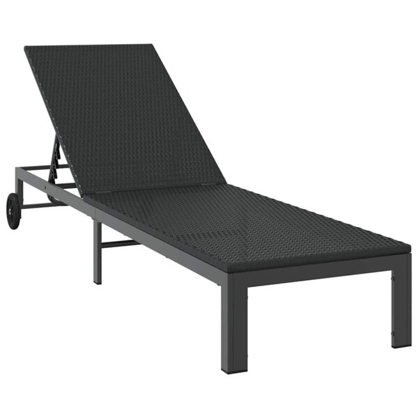 vidaXL Transat 1-personne Noir 206 x 62.5 x 74 cm polyrotin