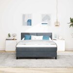 vidaXL Lit à ressorts avec matelas Gris foncé 160 x 200 cm Velours