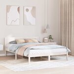 vidaXL Cadre de Lit Blanc Bois Massif 150 x 200 cm Robuste Lit