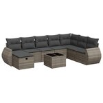 vidaXL Salon de jardin 9 Pièces avec coussins gris résine tressée