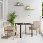 vidaXL Chaises de jardin 2 Pièces avec coussins en poly rattan beige