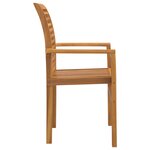 vidaXL Chaise de jardin empilable 4 Pièces en bois massif de teck