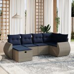 vidaXL Salon de jardin 6 Pièces avec coussins gris résine tressée