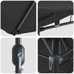vidaXL Parasol de jardin Noir 385 x 209 x 244 cm tissu
