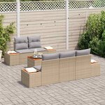 vidaXL Ensemble de canapé de jardin 6 Pièces Beige Poly rotin