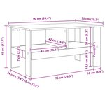vidaXL Table basse Gris Sonoma 90 x 50 x 45 cm Bois d'ingénierie