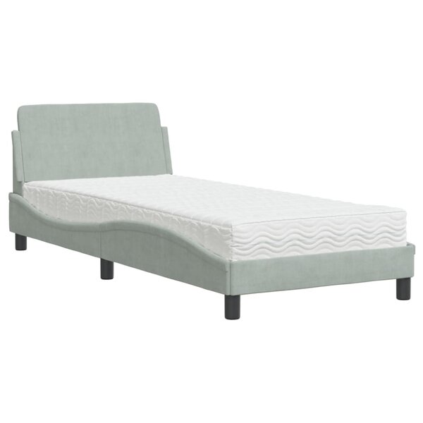 vidaXL Lit avec matelas Dover gris clair 80x200 cm velours