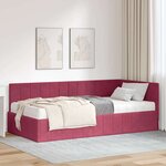 vidaXL Cadre de lit d'angle Rouge bordeaux 90 x 200 cm Velours