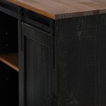 vidaXL Buffet HALDEN porte coulissante noir 80x40x80 cm bois massif