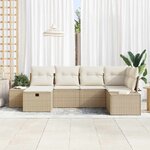 vidaXL Ensemble de canapé de jardin avec coussin 6 Pièces Beige polyrotin