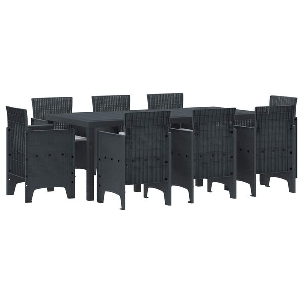 vidaXL Ensemble de salle à manger pour jardin 9 Pièces Anthracite