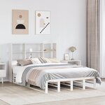 vidaXL Lit bibliothèque sans matelas blanc 160x200 cm bois massif