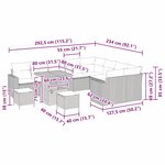 vidaXL Ensemble de canapé de jardin avec coussin 13 Pièces Gris polyrotin