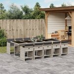 vidaXL Ensemble à manger de jardin 11Pièces avec coussins gris poly rotin