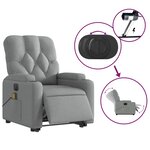 vidaXL Fauteuil inclinable de massage électrique Gris clair Tissu