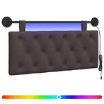 vidaXL Tête de lit suspendue Avec lumière LED Marron foncé Tissu