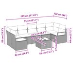 Ensemble de Canapé de Jardin 8 Pièces avec Coussins Beige Poly Rattan